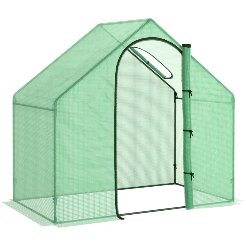 easycomfort easycomfort serra da giardino con porta a cerniera e presa daria 4 funi e paletti inclusi 180x100x168 cm verde