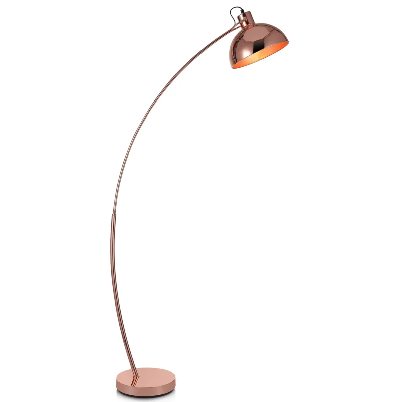Teamson Home gebogene Arco-Bogen-Stehlampe mit Glockenschirm, moderne Beleuchtung in Roségold