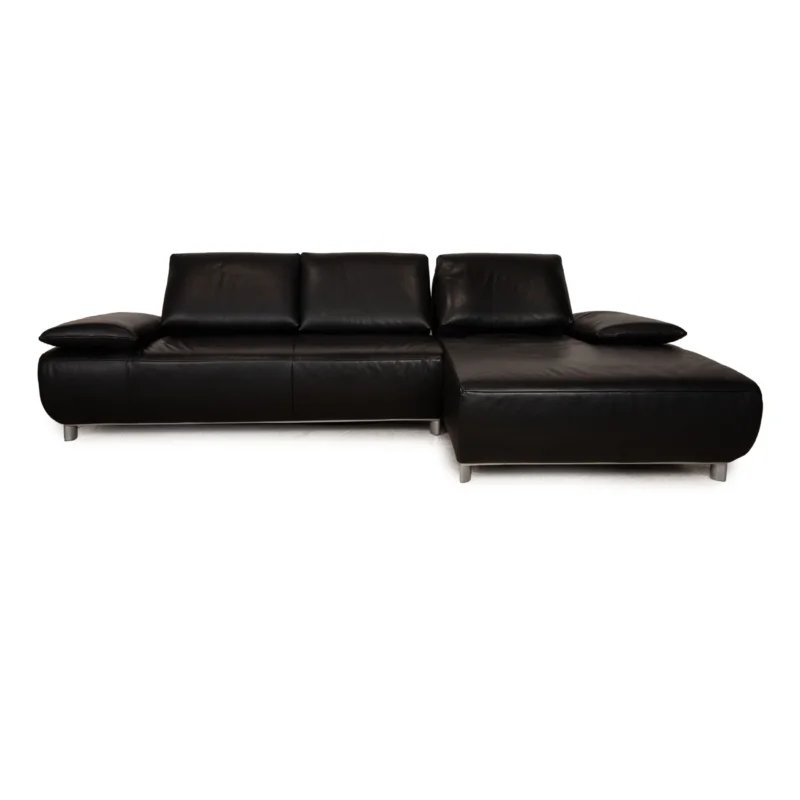 Koinor Volare Leder Ecksofa Schwarz manuelle Funktion Recamiere Rechts