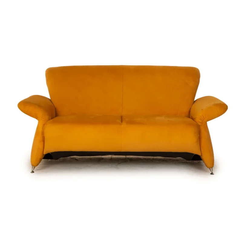 Laauser Stoff Zweisitzer Gelb Gold Sofa Couch