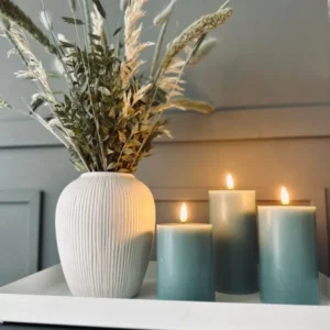 LED Bloklys / Sea blue 3 stk. Inkl. fjernbetjening - VIAMAJA.DK