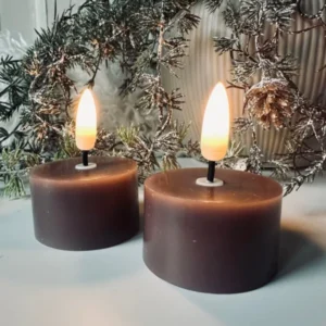 LED Fyrfadslys 2 stk - Grå / taupe voks - VIAMAJA.DK