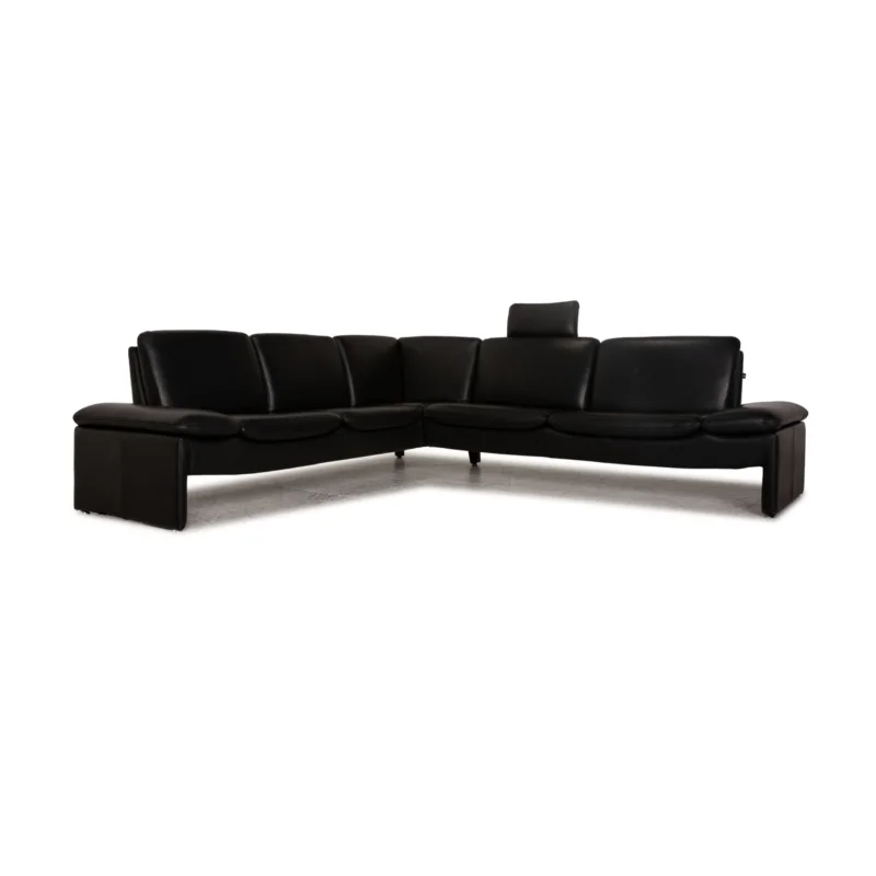 LEU Swiss Baccara Leder Ecksofa Schwarz Sofa Couch Funktion