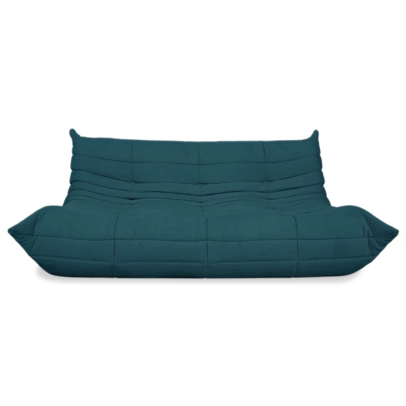 Ligne Roset Togo Dreisitzer Sofa Couch Stoff Blau Petrol Neubezug