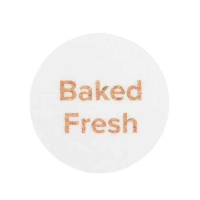 Stickers Round Baked Fresh (White w/ kraft text) 2,5 cm (1 Sheet)