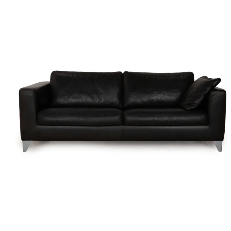 Machalke Leder Dreisitzer Schwarz Sofa Couch