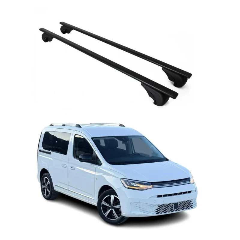 Dachträger Grundträger für VW Caddy V 2020-2026 75kg Stahl Schwarz 2tlg