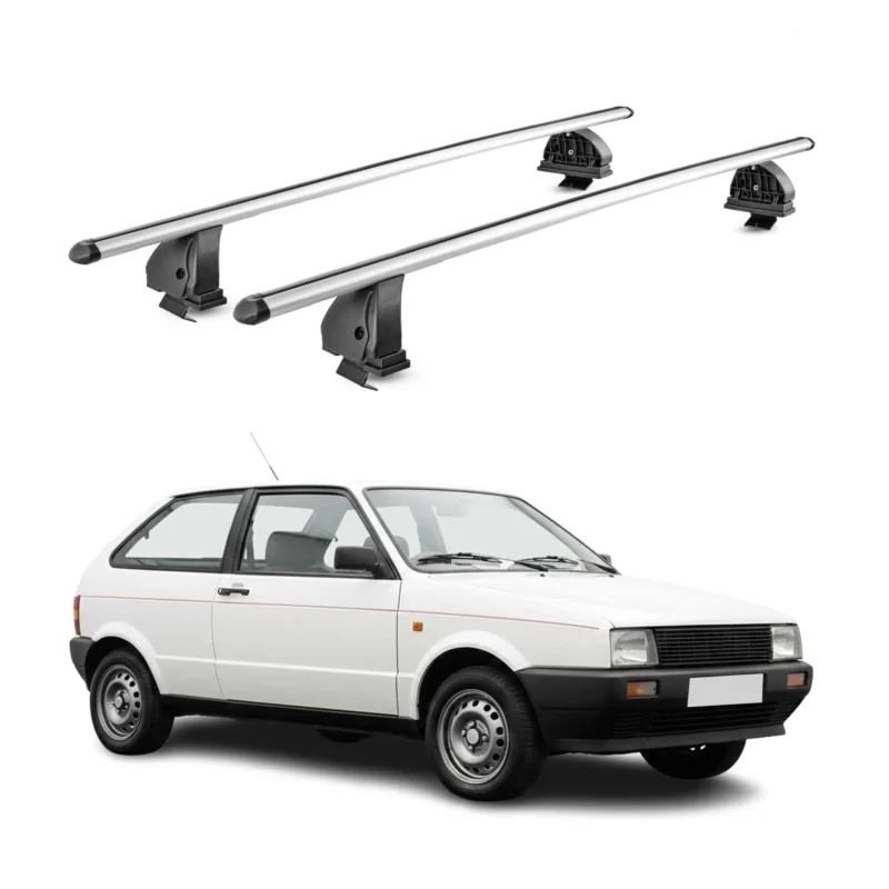 Alu Dachträger für Seat Ibiza I 1984-1993 TÜV T-Nut Abschließbar 2tlg Silber