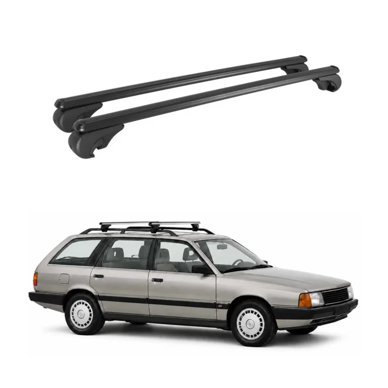 Dachträger Grundträger für Audi 100 Avant 1983-1991 TÜV Aluminium Schwarz 2tlg