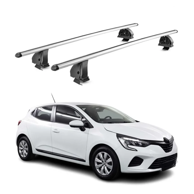 Alu Dachträger für Renault Clio V 2019-2026 TÜV T-Nut Abschließbar 2tlg Silber