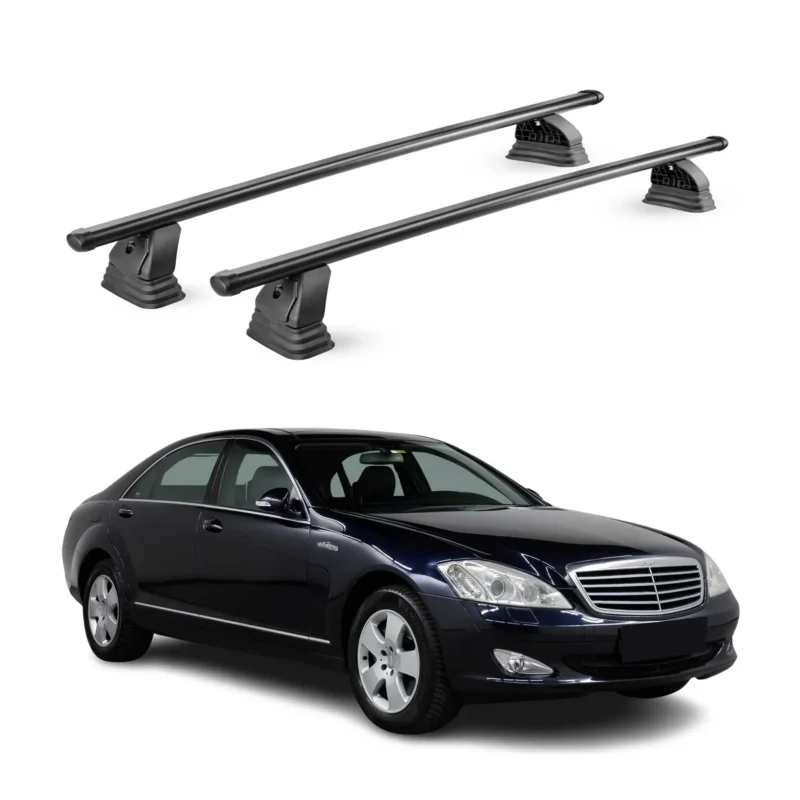 Stahl Dachträger für Mercedes S Klasse W221 2006-2013 TÜV 75 kg 2tlg Schwarz