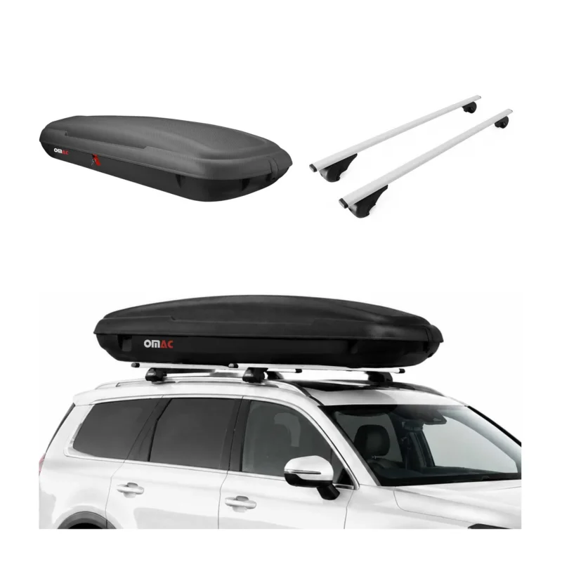 Carbonlook Dachbox 480L + Dachträger VW Touran II 2015-2026 Silber Abschließbar