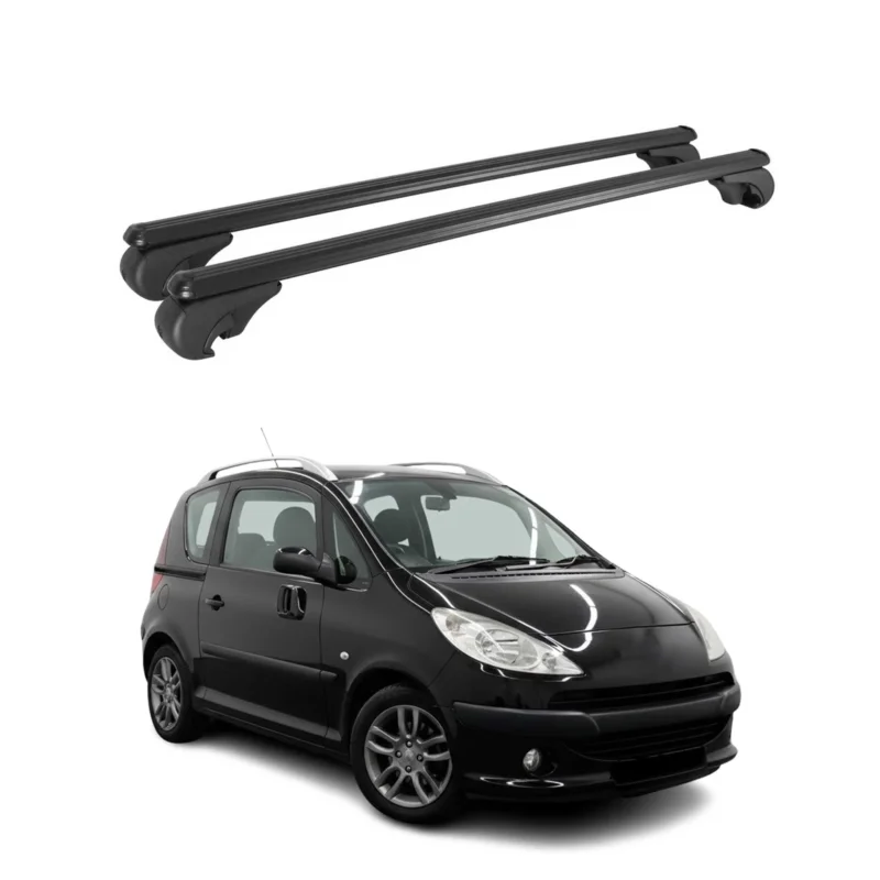 Dachträger Grundträger für Peugeot 1007 2004-2009 TÜV Aluminium Schwarz 2tlg