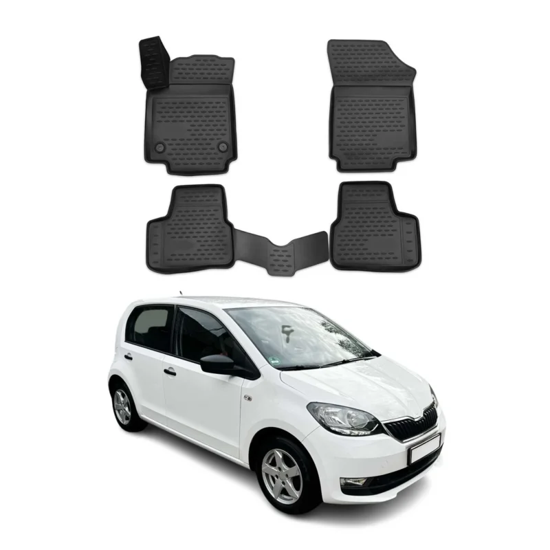 OMAC Gummimatten Fußmatten für Skoda Citigo 2011-2020 TPE Automatten Schwarz 4x