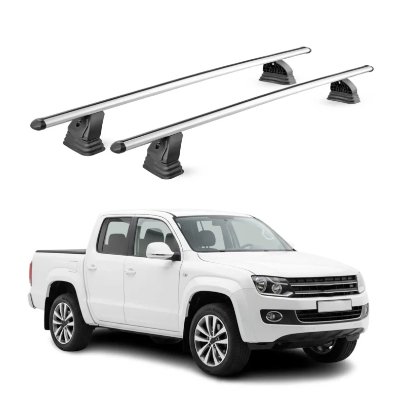 Alu Dachträger für VW Amarok I 2010-2020 TÜV T-Nut Abschließbar 2tlg Silber