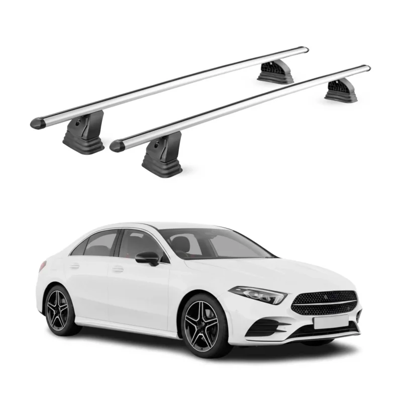 Alu Dachträger für Mercedes A Klasse W177 2018-2026 TÜV T-Nut 75 kg 2tlg Silber