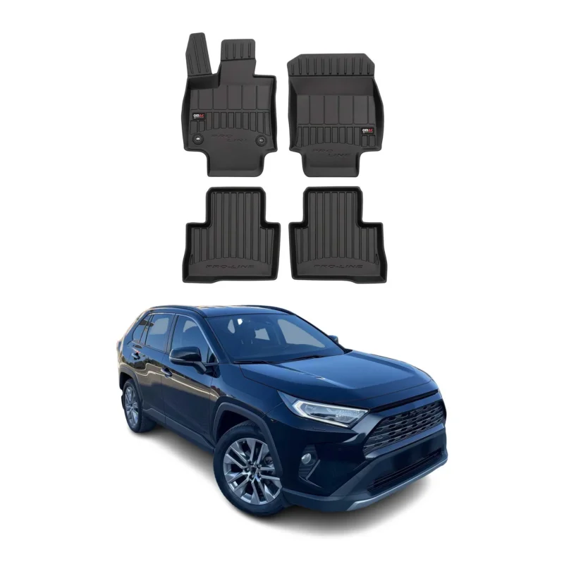 OMAC Gummi Fußmatten für Toyota RAV4 2018-2024 Hybrid Premium Gummi Schwarz 4tlg
