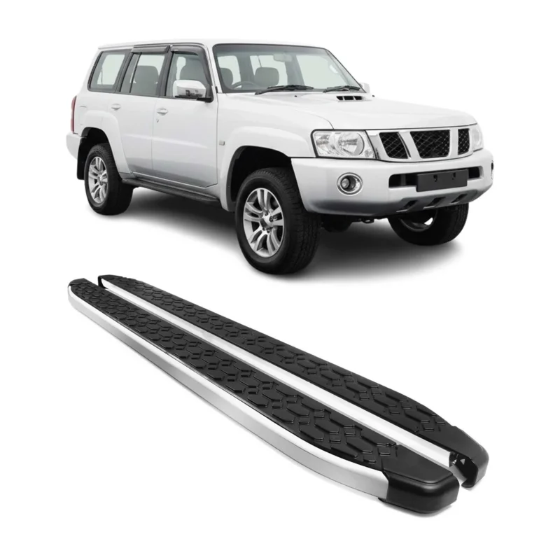 Alu Trittbretter Seitenschweller für Nissan Patrol VI 2010-2024 Schwarz Silber