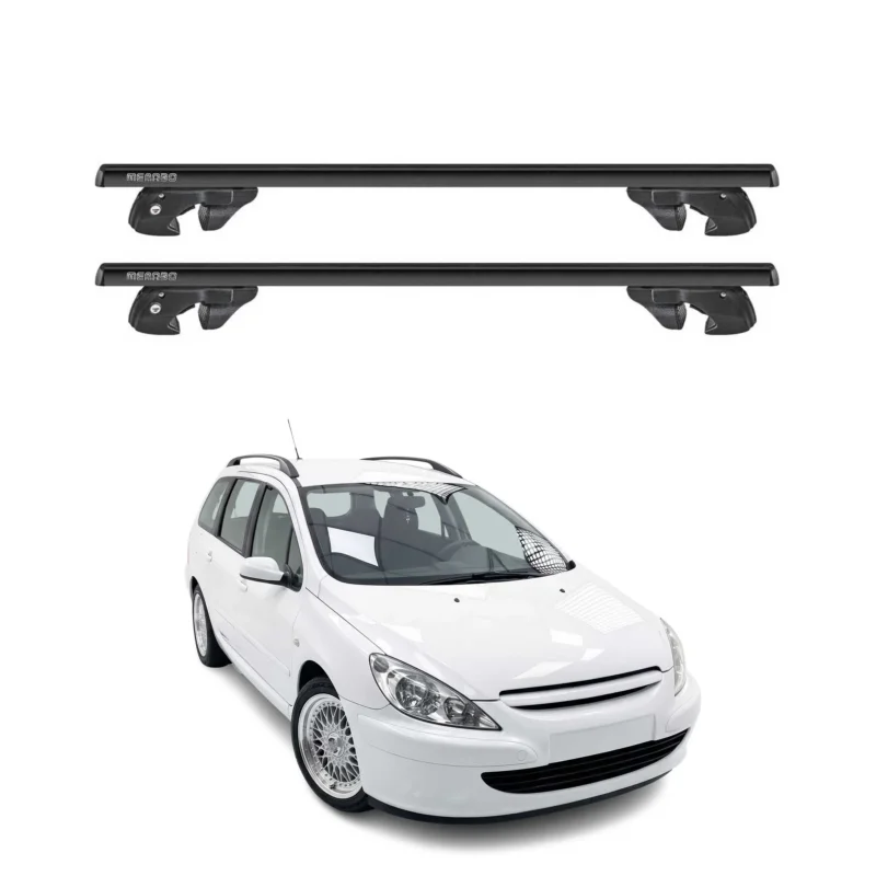 Dachträger Grundtäger für Peugeot 307 Kombi 2001-2008 Alu 90kg TÜV Schwarz 2tlg