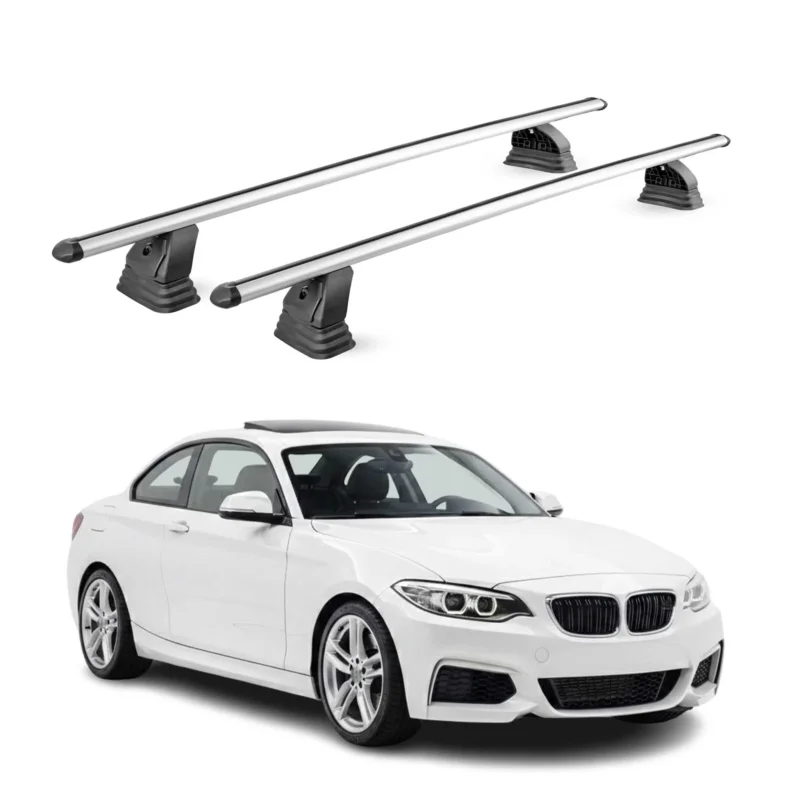 Alu Dachträger für Bmw 2er F22 Coupè 2012-2021 TÜV T-Nut 75 kg 2tlg Silber