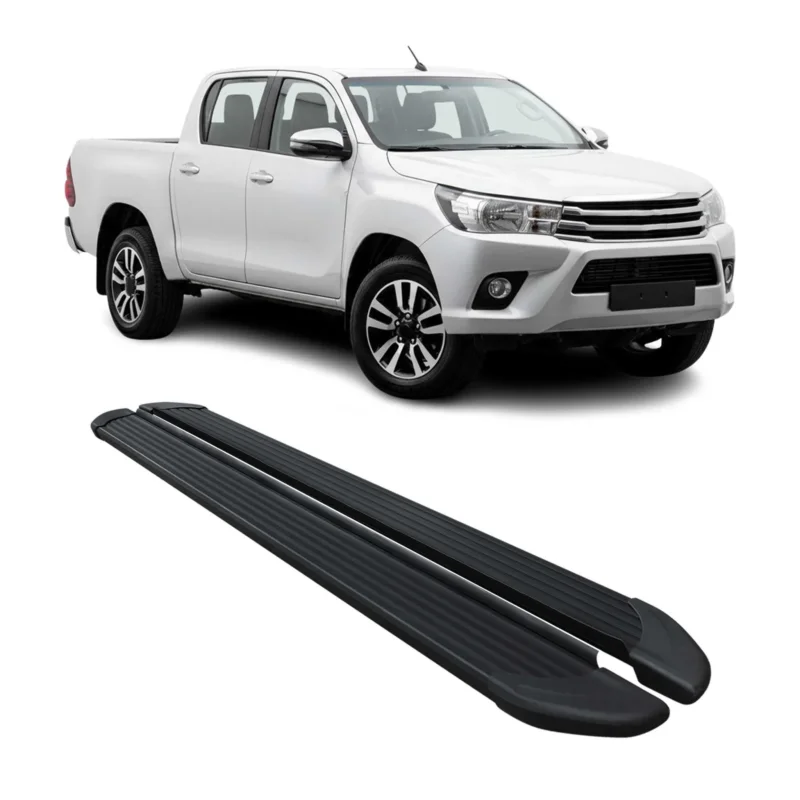 Seitenschweller Trittbretter für Toyota Hilux DoubleCab 2015-2026 Alu Schwarz