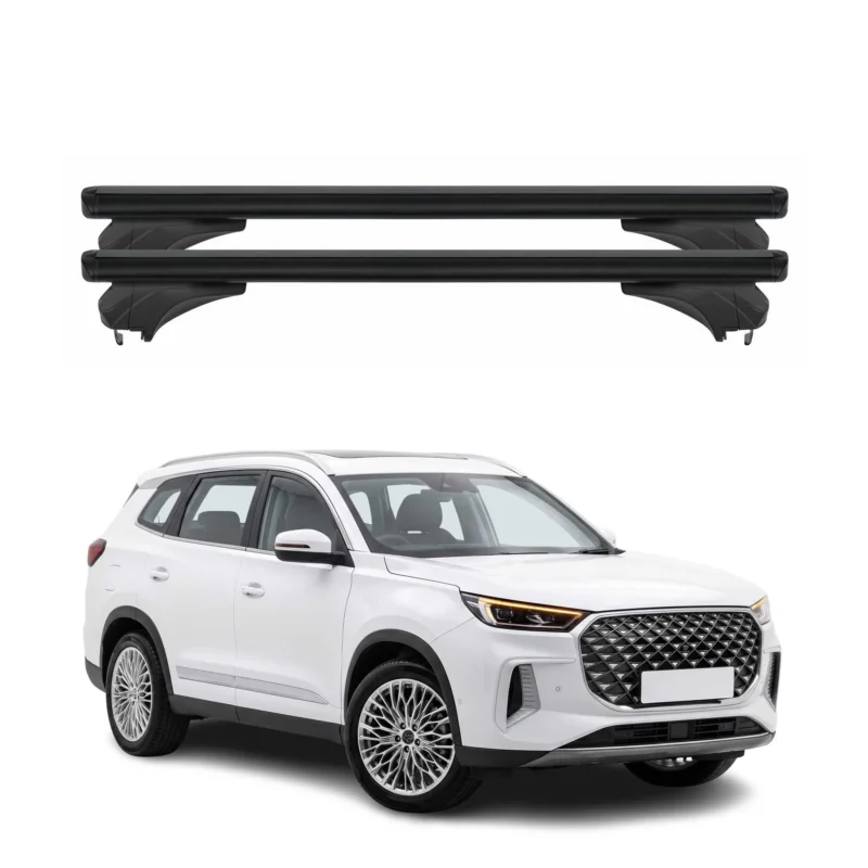 Menabo Dachträger Grundtäger für Chery Tiggo 8 2024-2026 Aluminium Schwarz 2 tlg