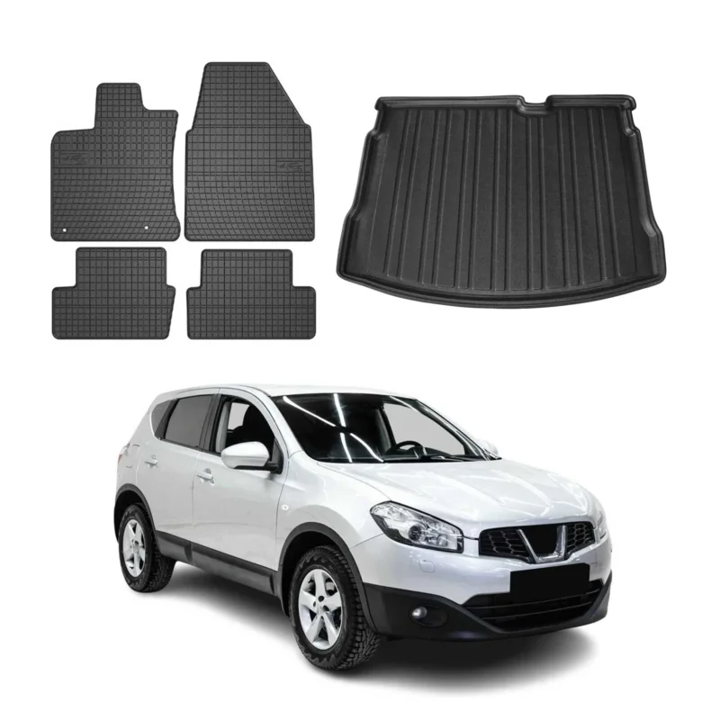Fußmatten & Kofferraumwanne Set für Nissan Qashqai J10 2006-2014 Gummi TPE 5x