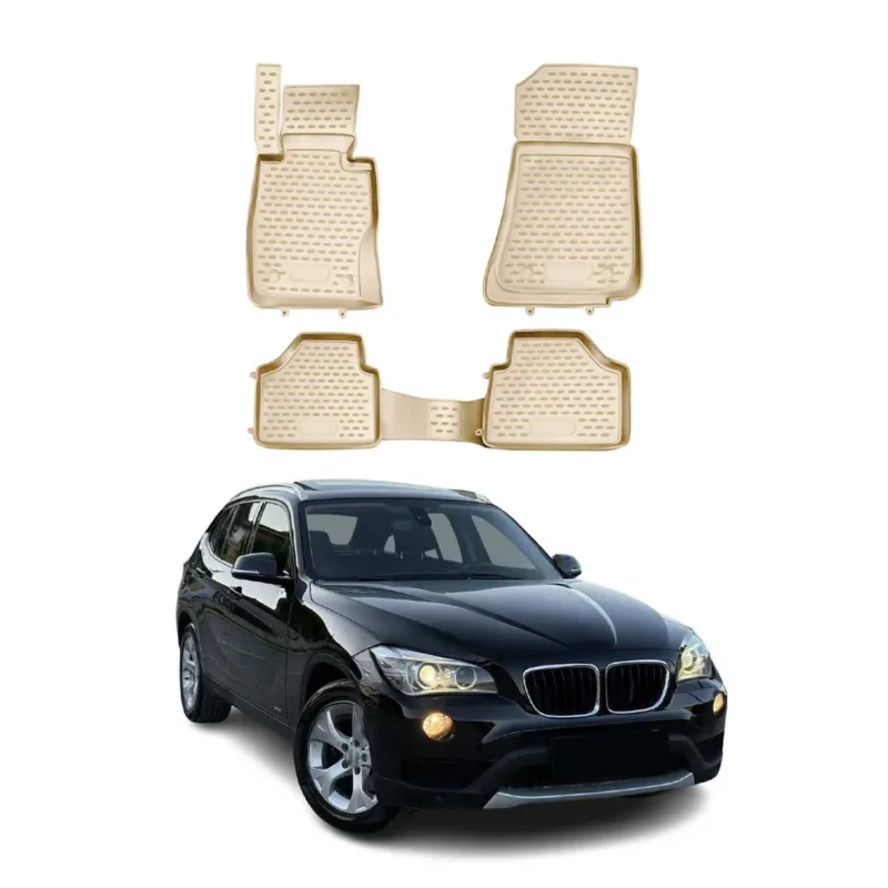 OMAC Gummimatten Fußmatten für BMW X1 E84 2009-2015 TPE Automatten Beige 4x