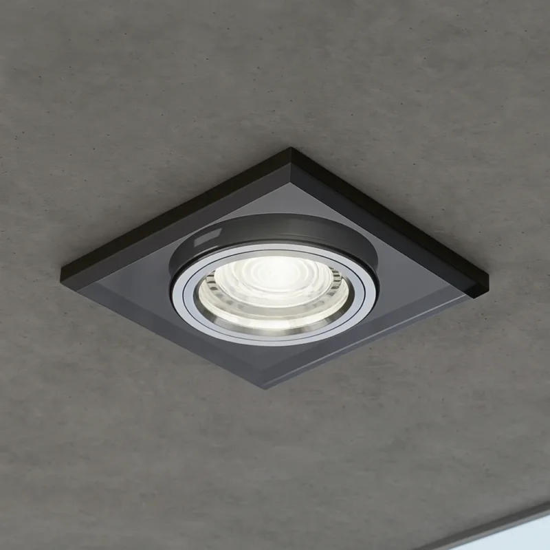 LED Einbaustrahler | aus Glas | Eckig | Schwarz-Spiegel | energie- und umweltfreundlich | inkl. GU10 Fassung | 230V 12V | Cristal | extra-flach | dimmbar