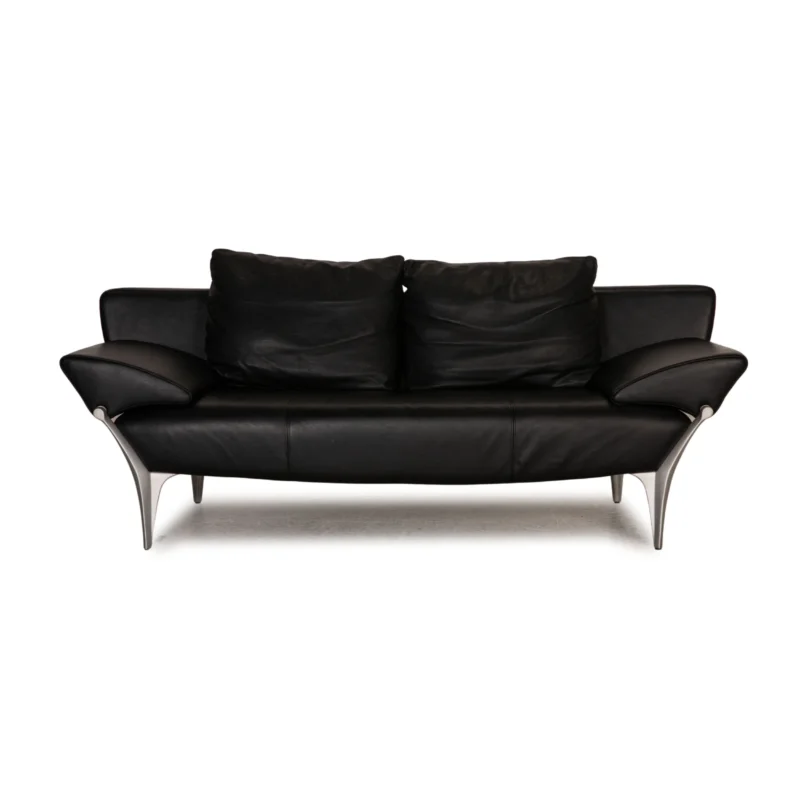 Rolf Benz 1600 Leder Sofa Schwarz Dreisitzer Couch Funktion