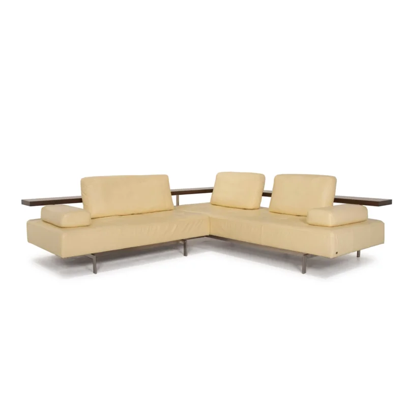Rolf Benz Dono Leder Sofa Beige Ecksofa #14908