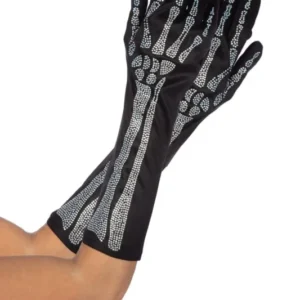 Skelet Handschoenen Zwart Zilver Strass van Wilbers & Wilbers koop je bij Partywinkel