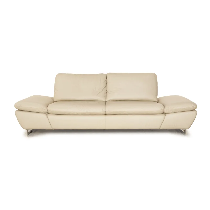 Willi Schillig Enjoy Leder Dreisitzer Creme manuelle Funktion Sofa Couch